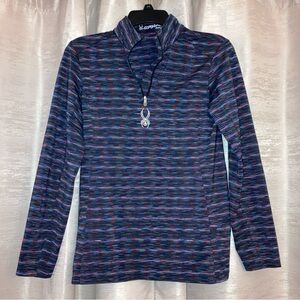 Spyder Unisex Multi-Colored Striped Quarter Zip Long Sleeve Top‎ Boys size XL.